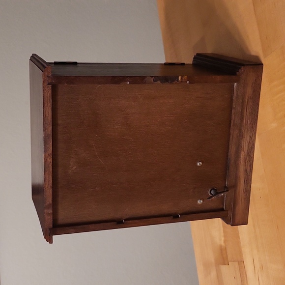 Japanese Wooden Vintage Jewelry Box 3 Corduroy Drawer & Music Box - Picture 3 of 13